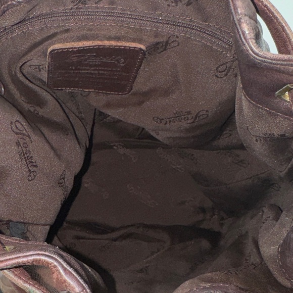 Vintage Fossil thick Leather Drawstring Backpack - Picture 9 of 9